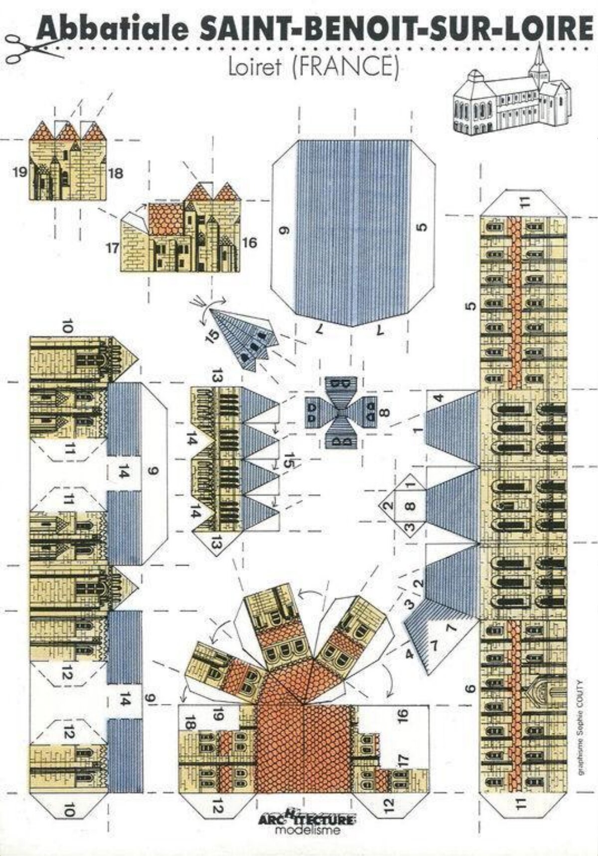 Saint-Benoit-sur-Loire Abbey Paper Model Template