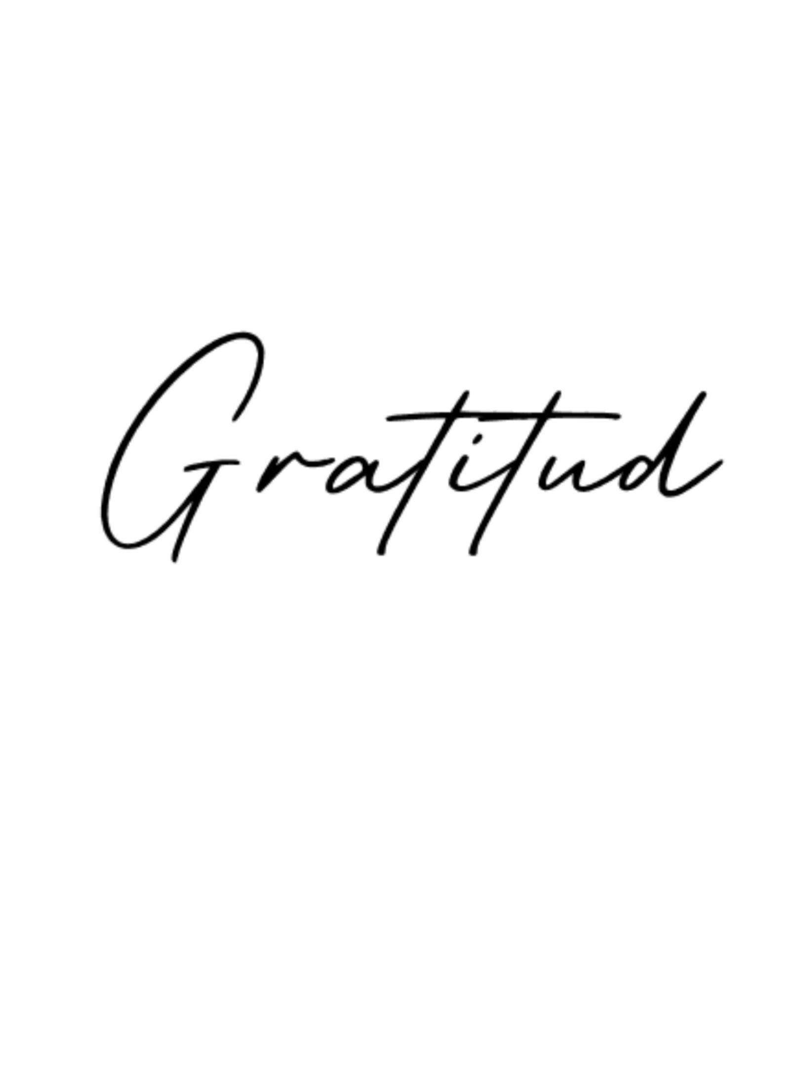 Black Cursive Word Gratitud