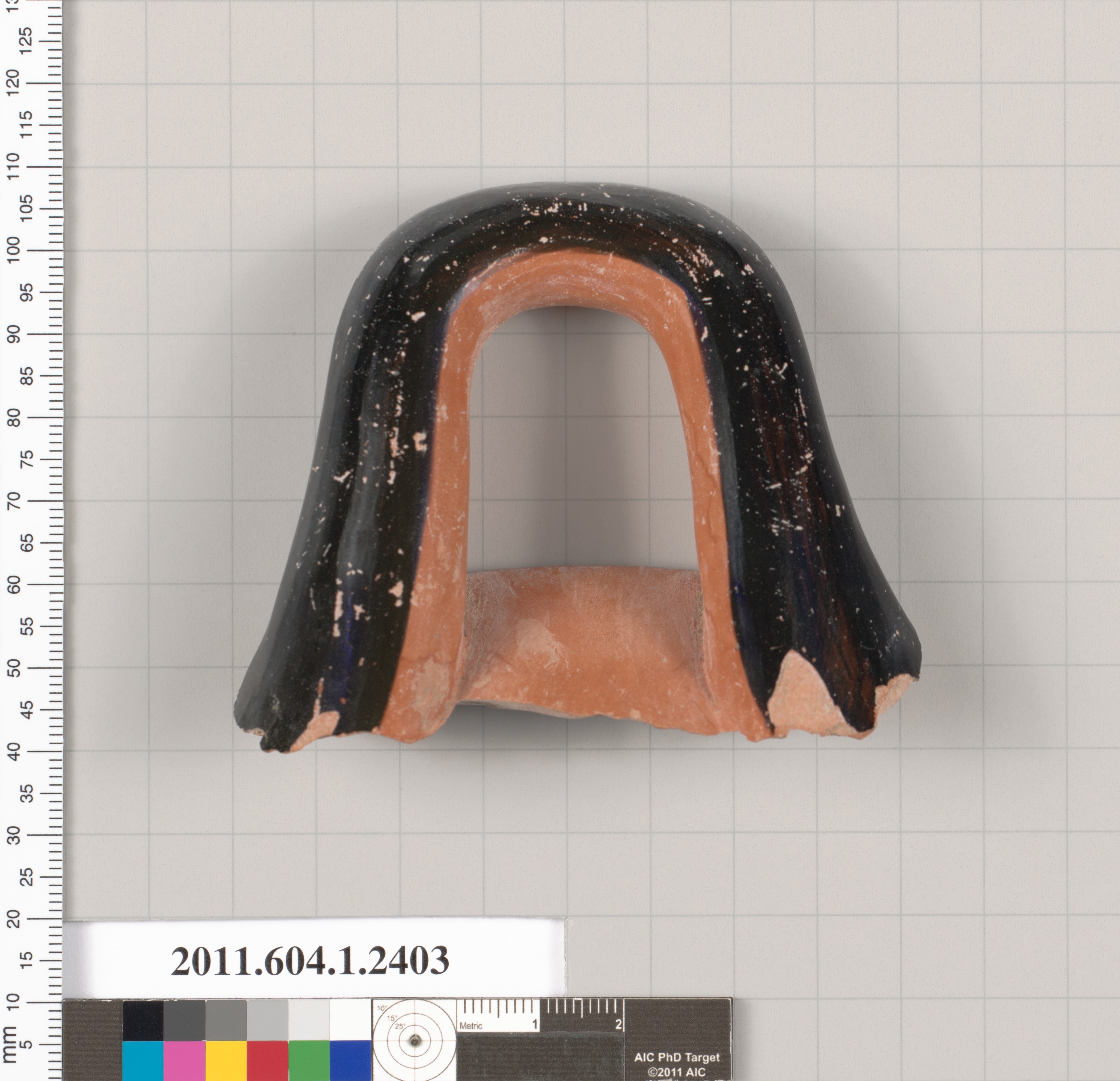 Ancient Black Glazed Pottery Handle Fragment