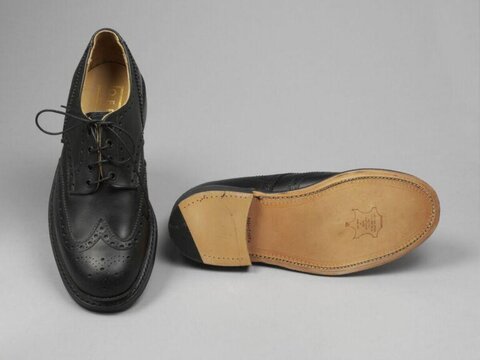 Pair of Black Leather Brogue Shoes