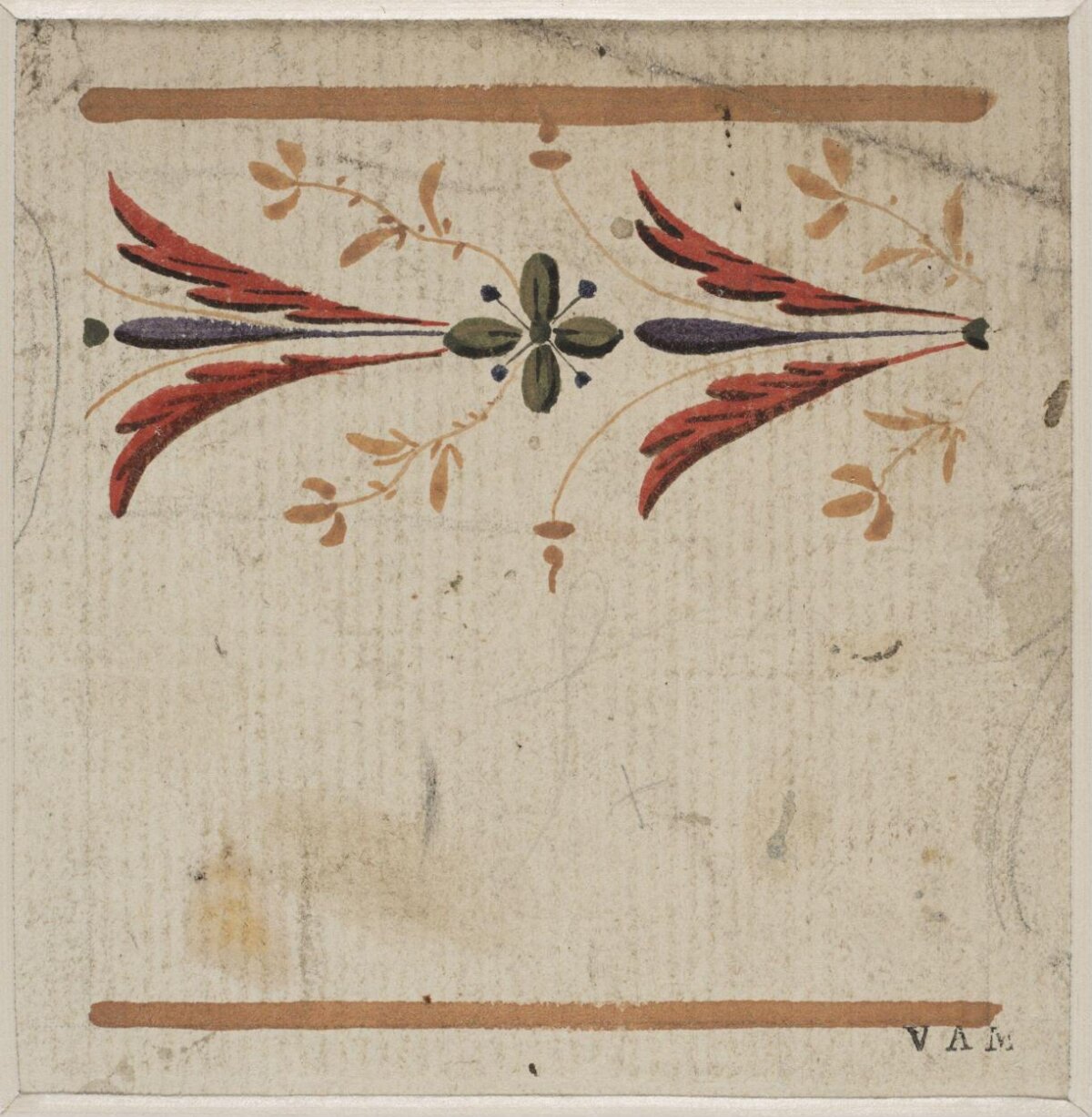 Symmetrical Floral Decorative Design Sketch