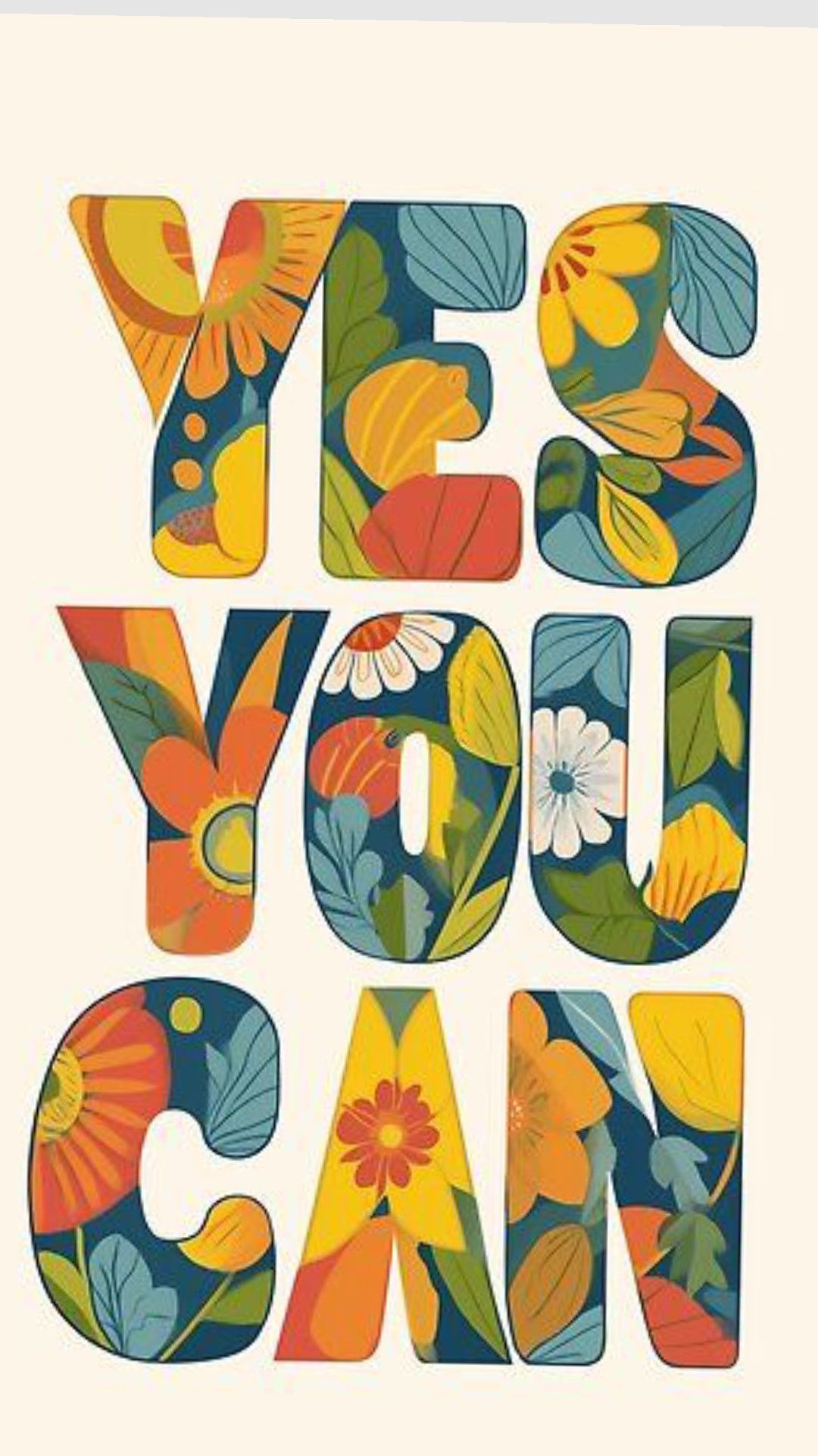 Floral Yes You Can Motivational Art