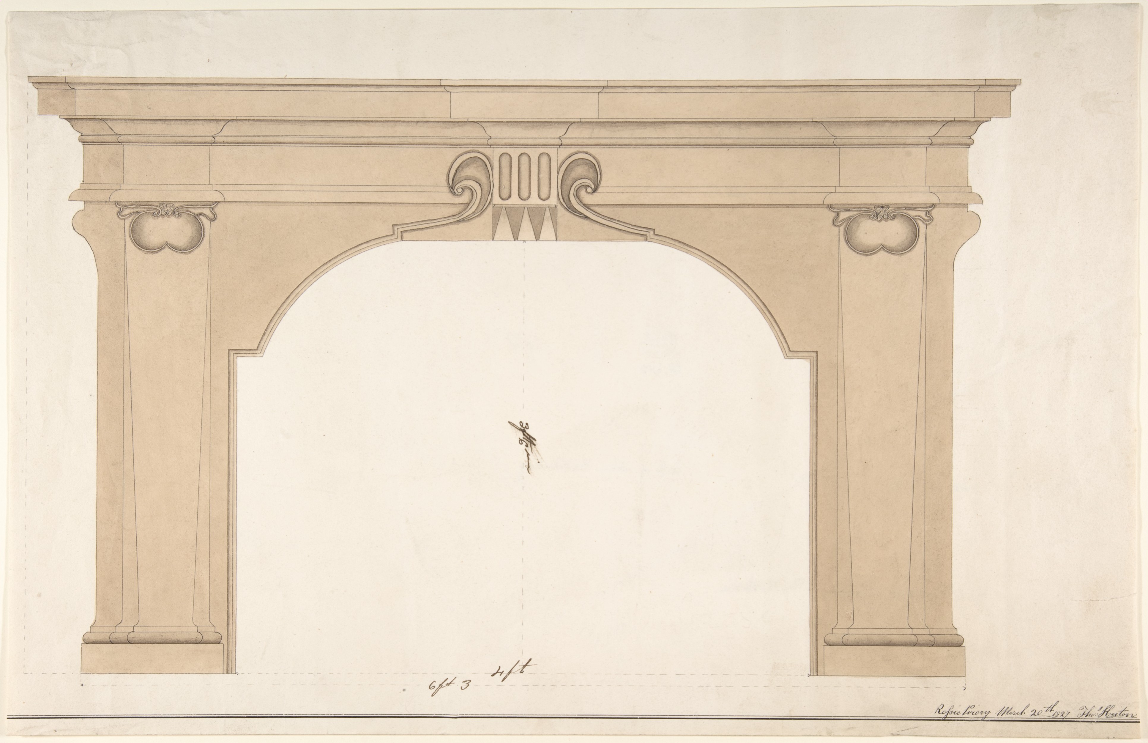 1827 Fireplace Mantel Design Drawing