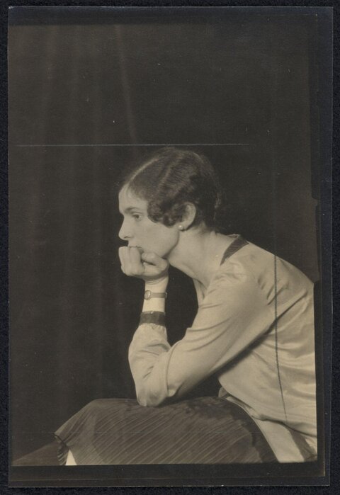 Vintage Profile Portrait of Thinking Woman