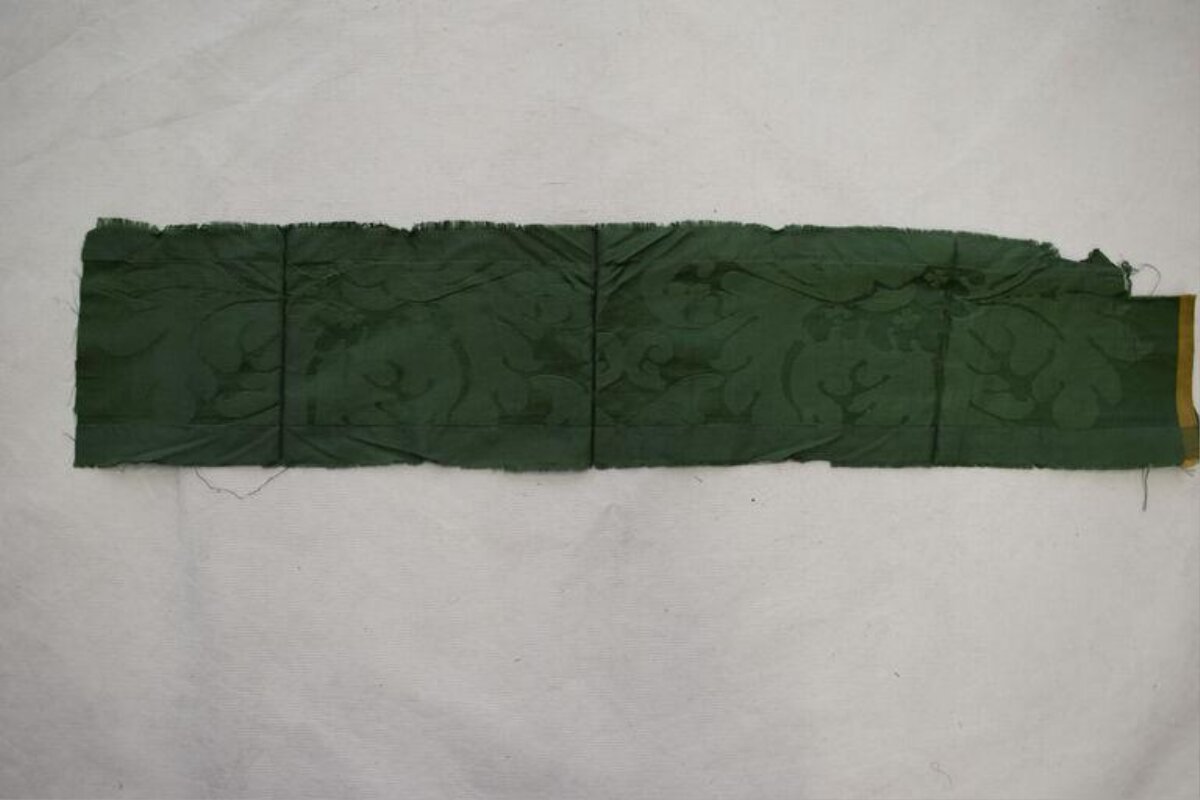 Green Patterned Ancient Silk Fragment