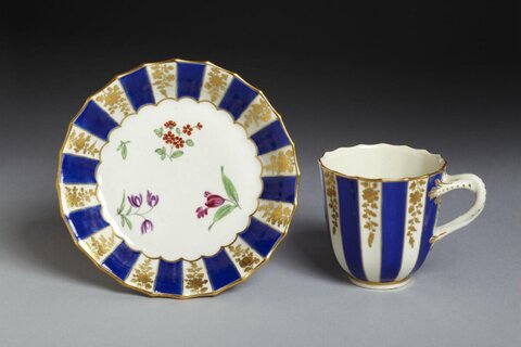 Floral Painted Porcelain Teacup Saucer Set