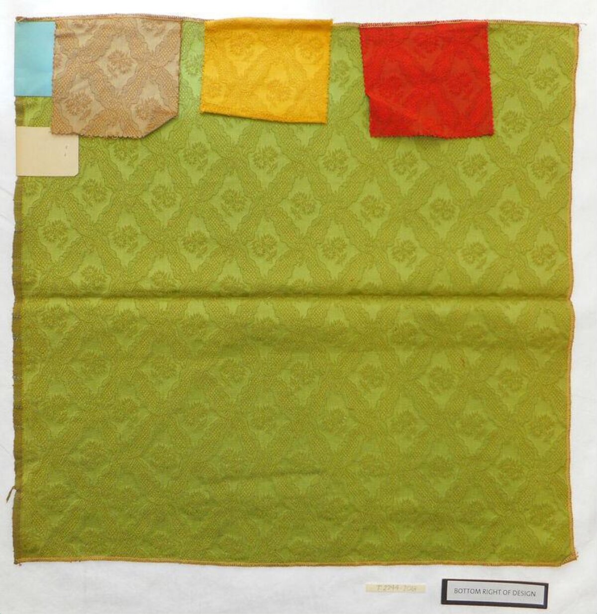 Green Textile Sample with Color Swatches