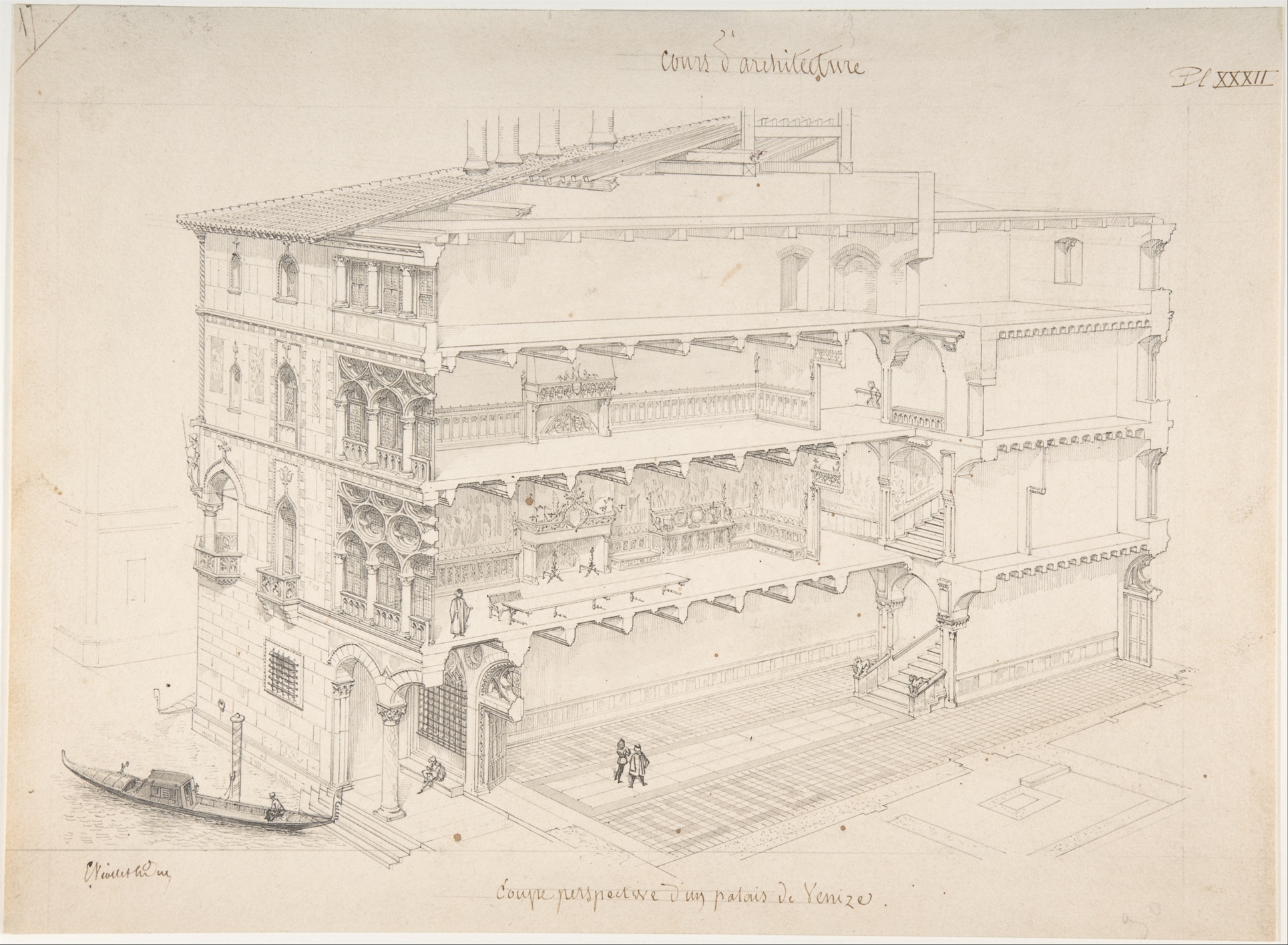 Cutaway Perspective Drawing of Venetian Palace