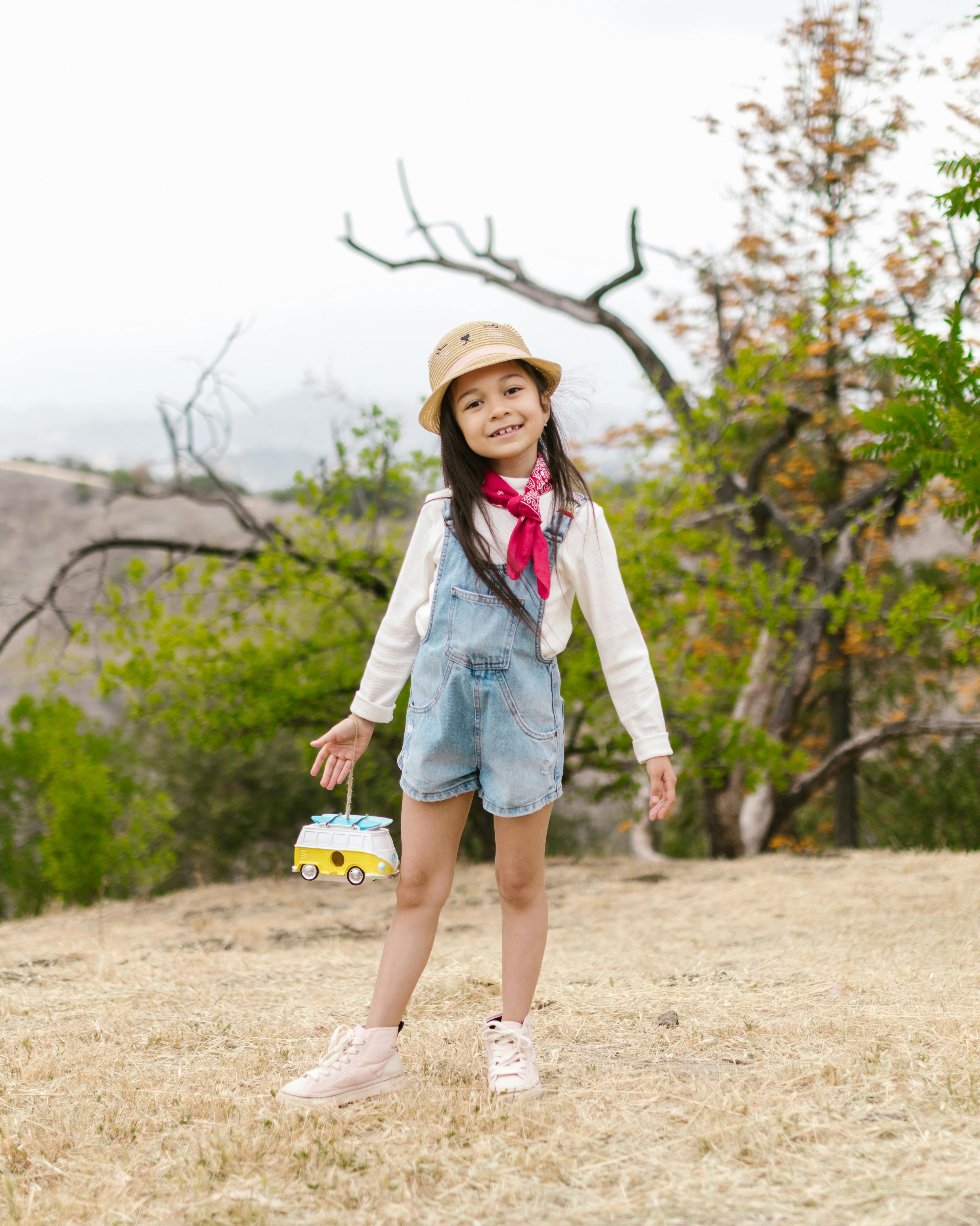 Smiling Girl Hiking Outdoors