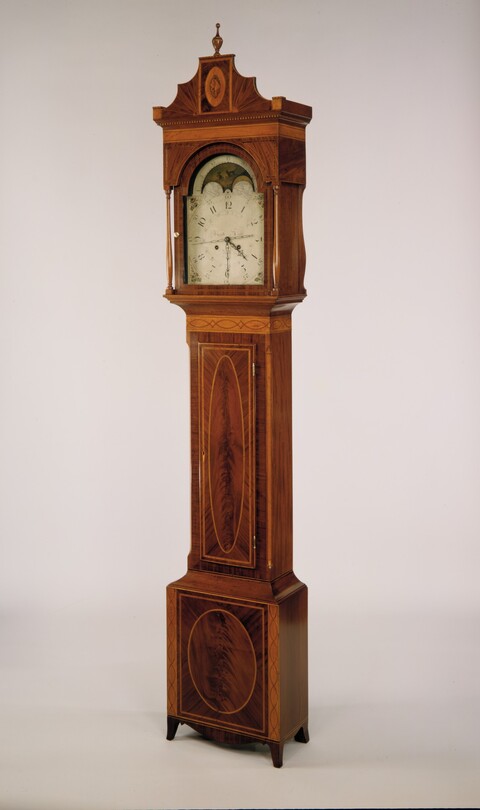 Antique Inlaid Wooden Grandfather Clock