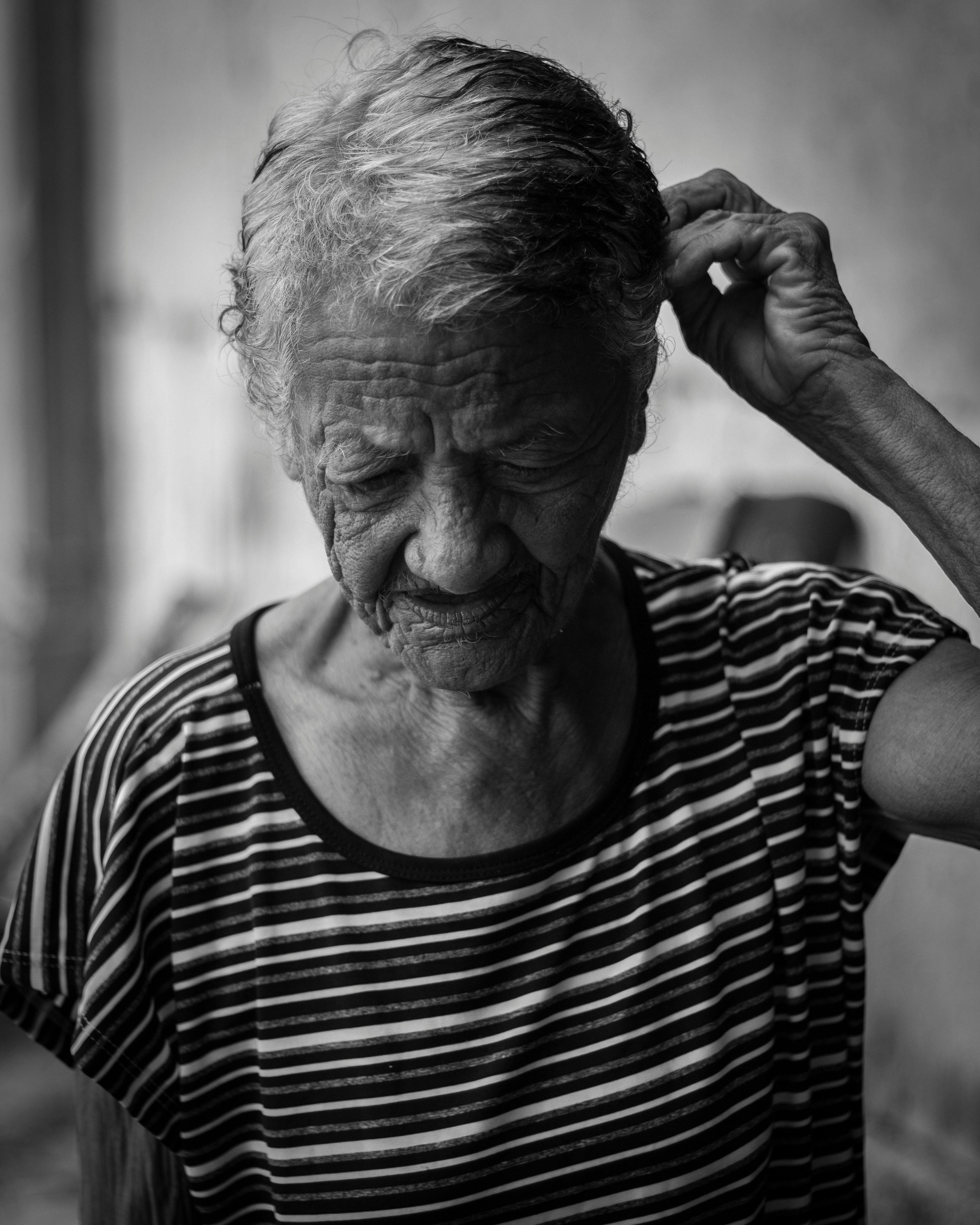 Black and White Elderly Woman Portrait