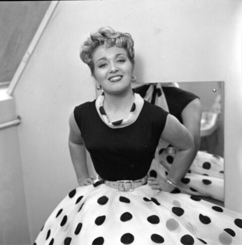 Vintage Woman in Polka Dot Dress