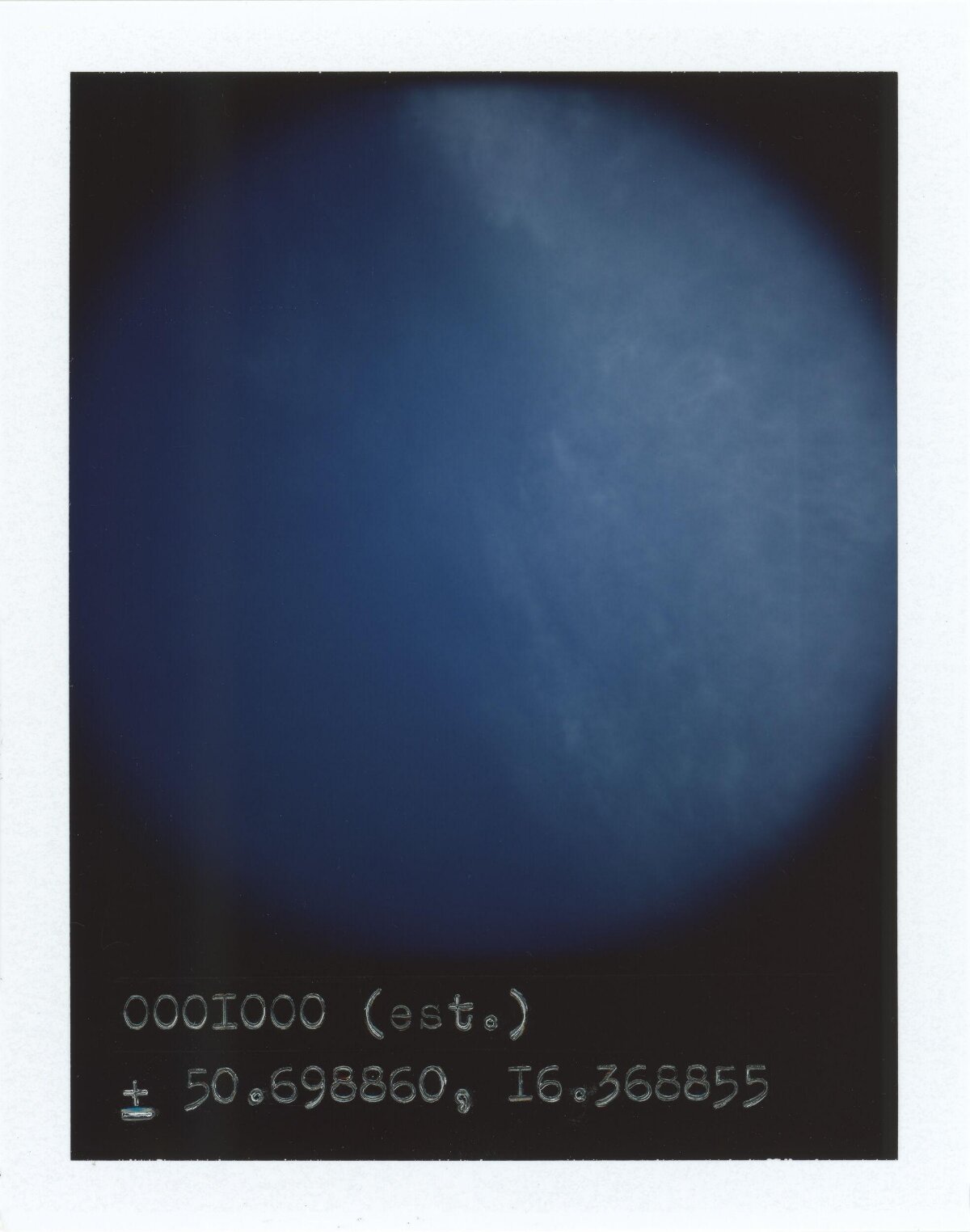 Blue Sky Polaroid with Coordinates