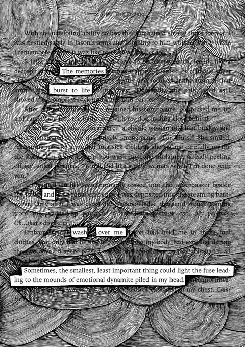 Blackout Poetry on Book Page
