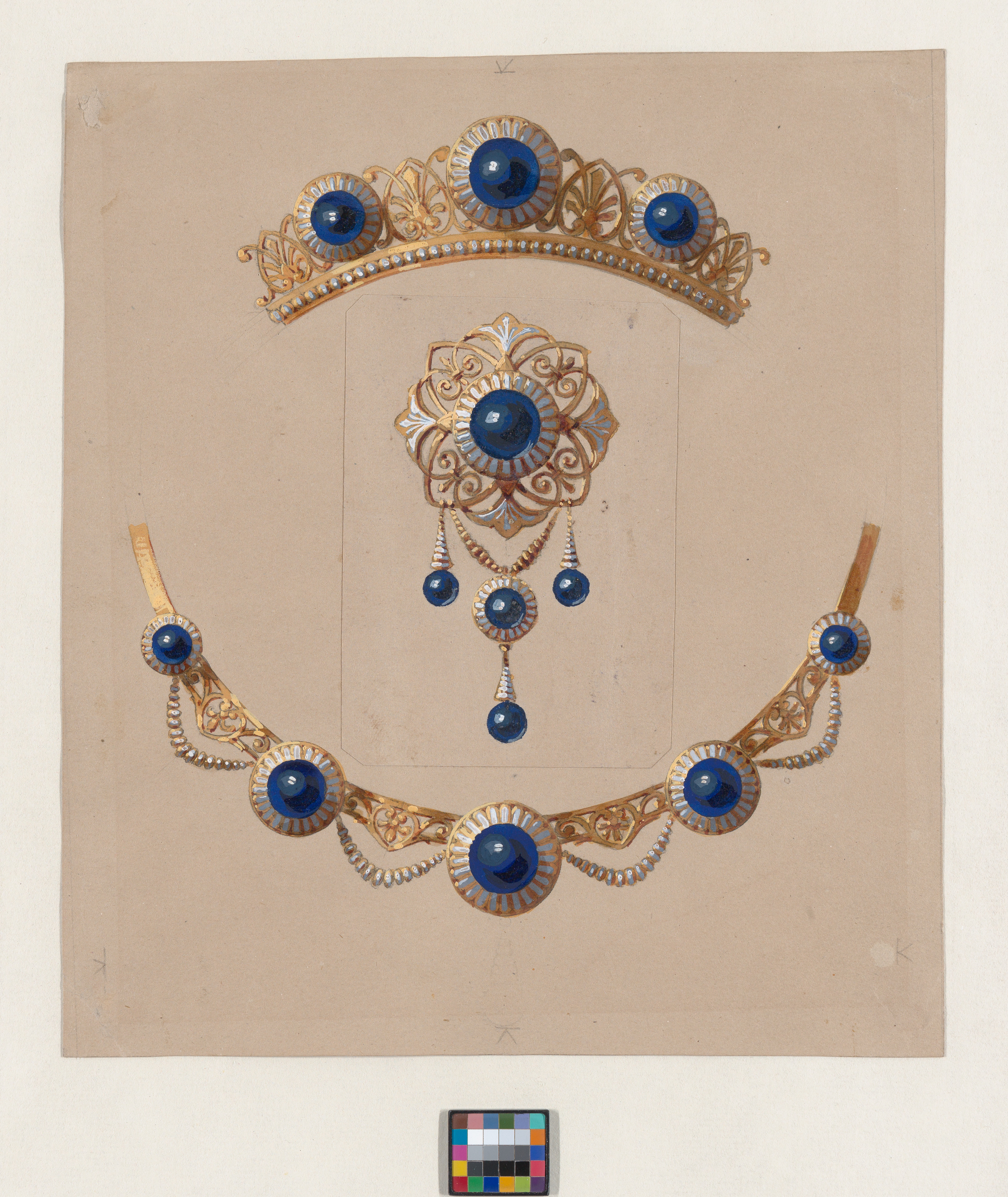 Vintage Sapphire Jewelry Design Sketch
