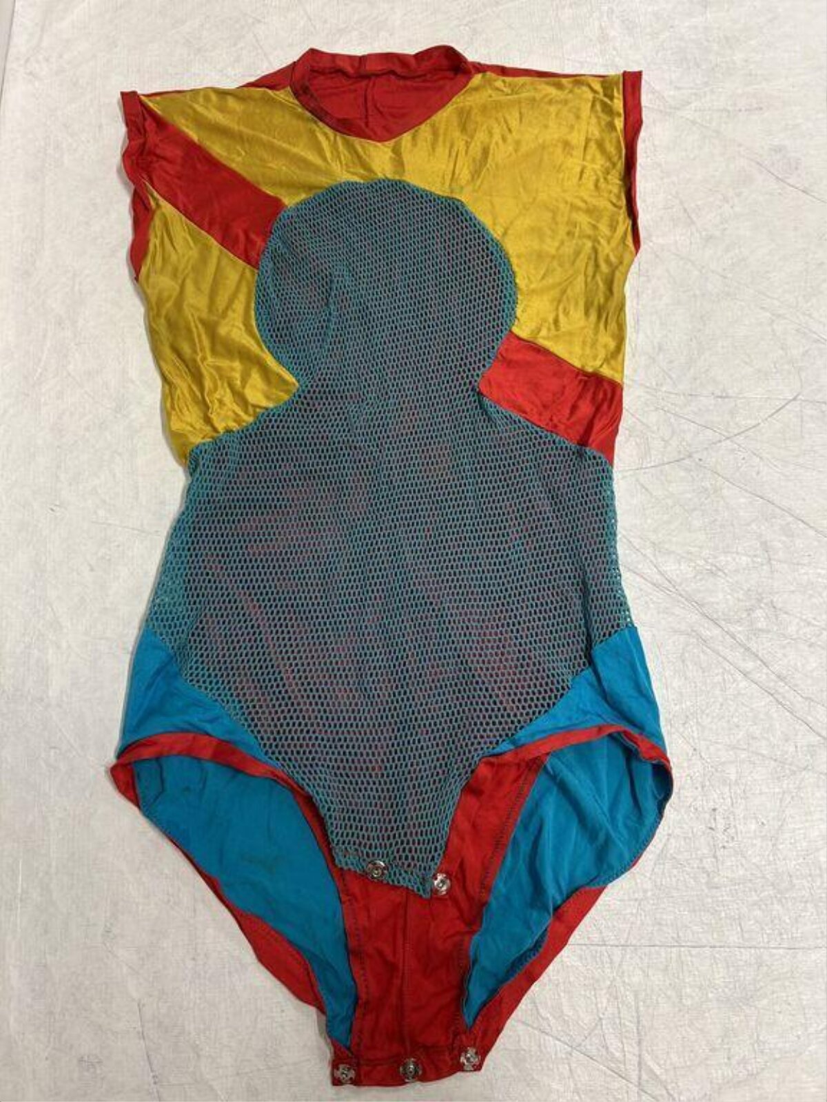 Color Blocked Mesh Panel Bodysuit