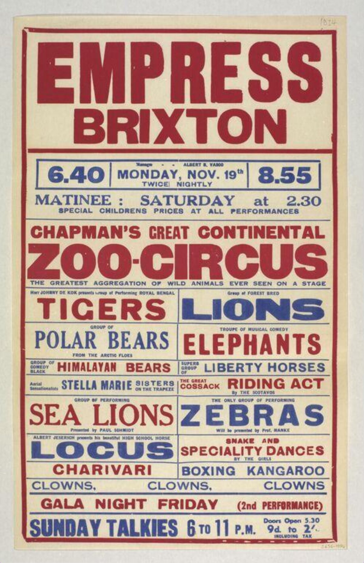 Empress Brixton Zoo-Circus Vintage Poster