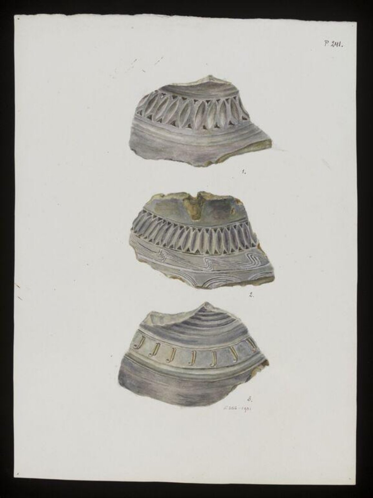 Watercolor Illustration of Pottery Sherds