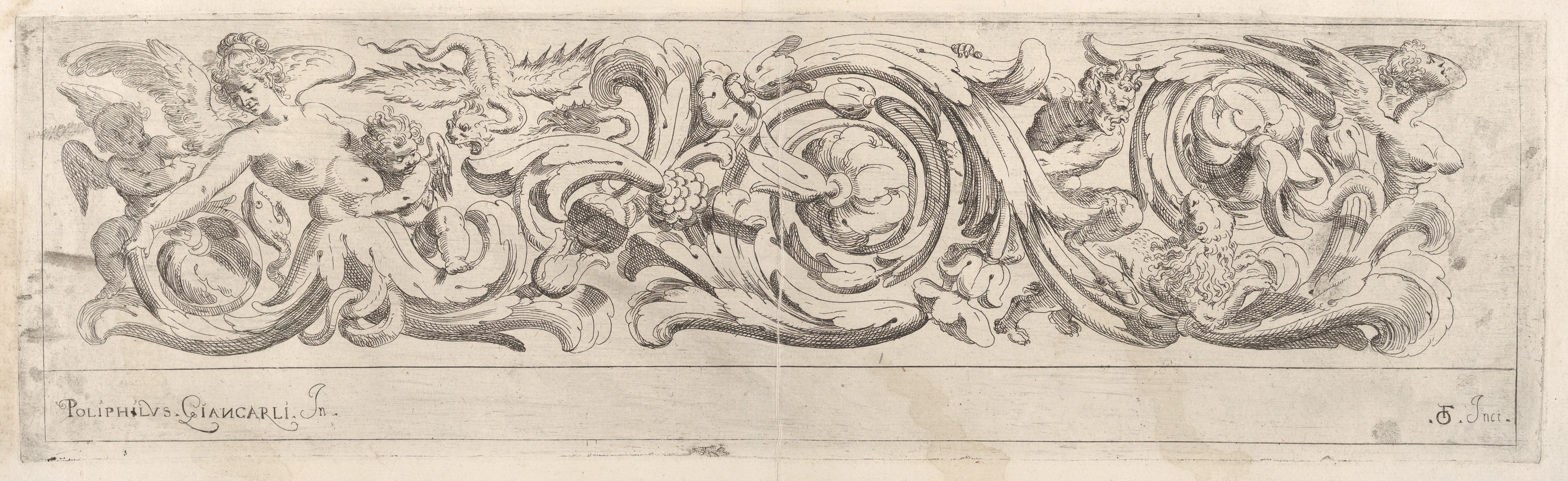 Antique Ornamental Frieze Engraving