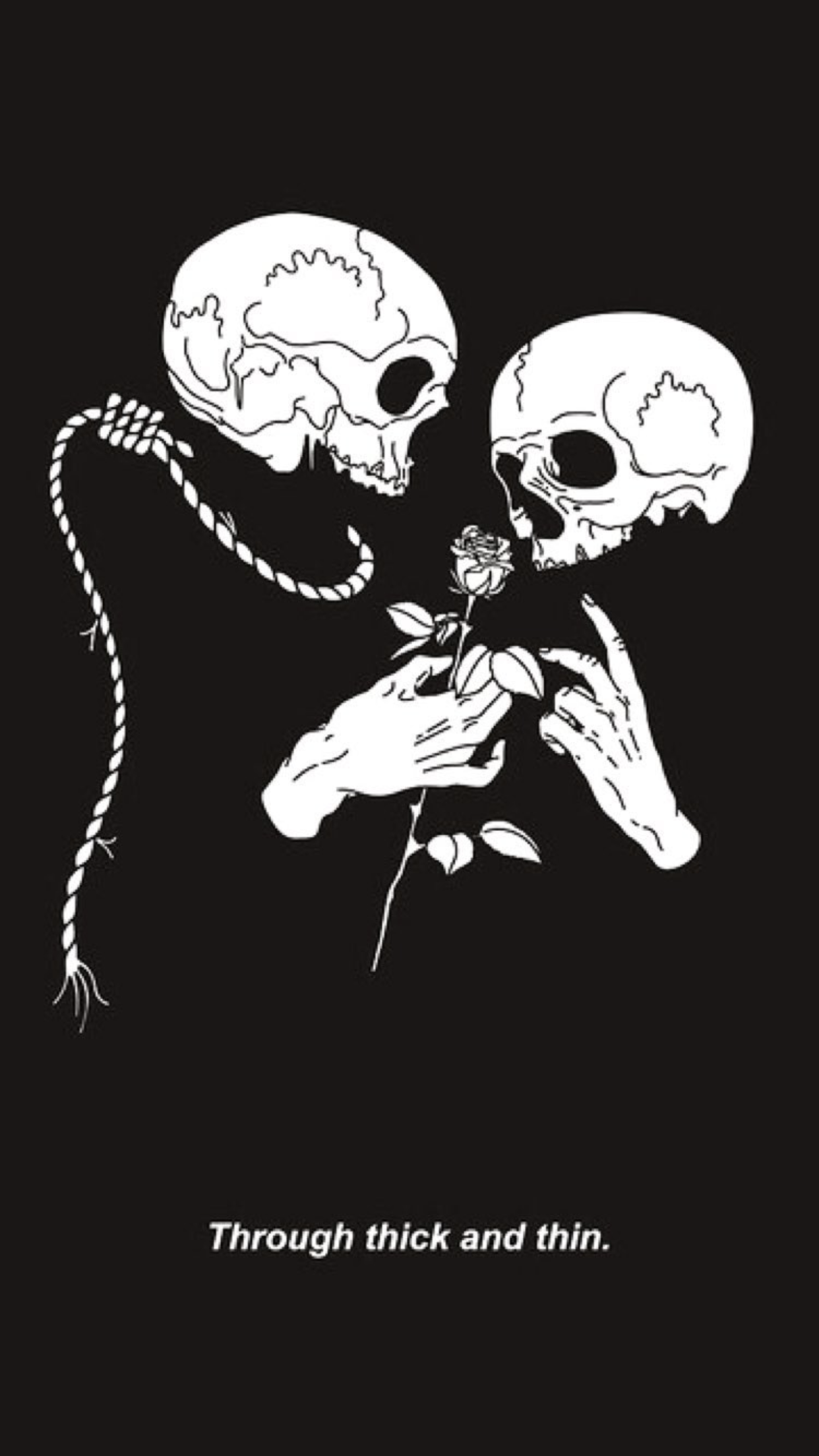 Two Skeletons Sharing a Rose