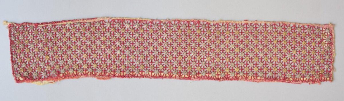 Antique Geometric Embroidered Textile Fragment