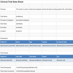 Clinical Trial Data Sheet