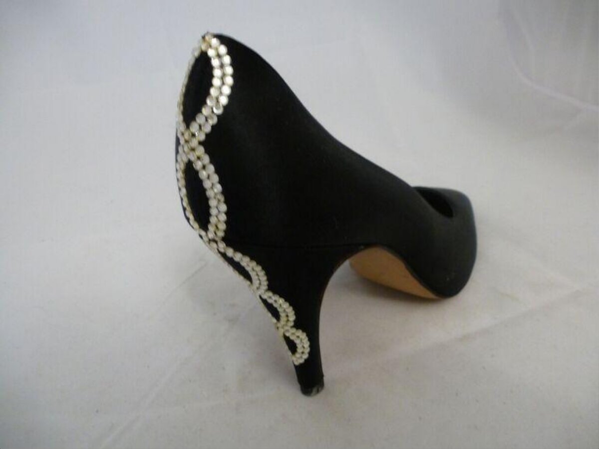 Black Rhinestone Embellished High Heel