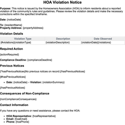 HOA Violation Notice