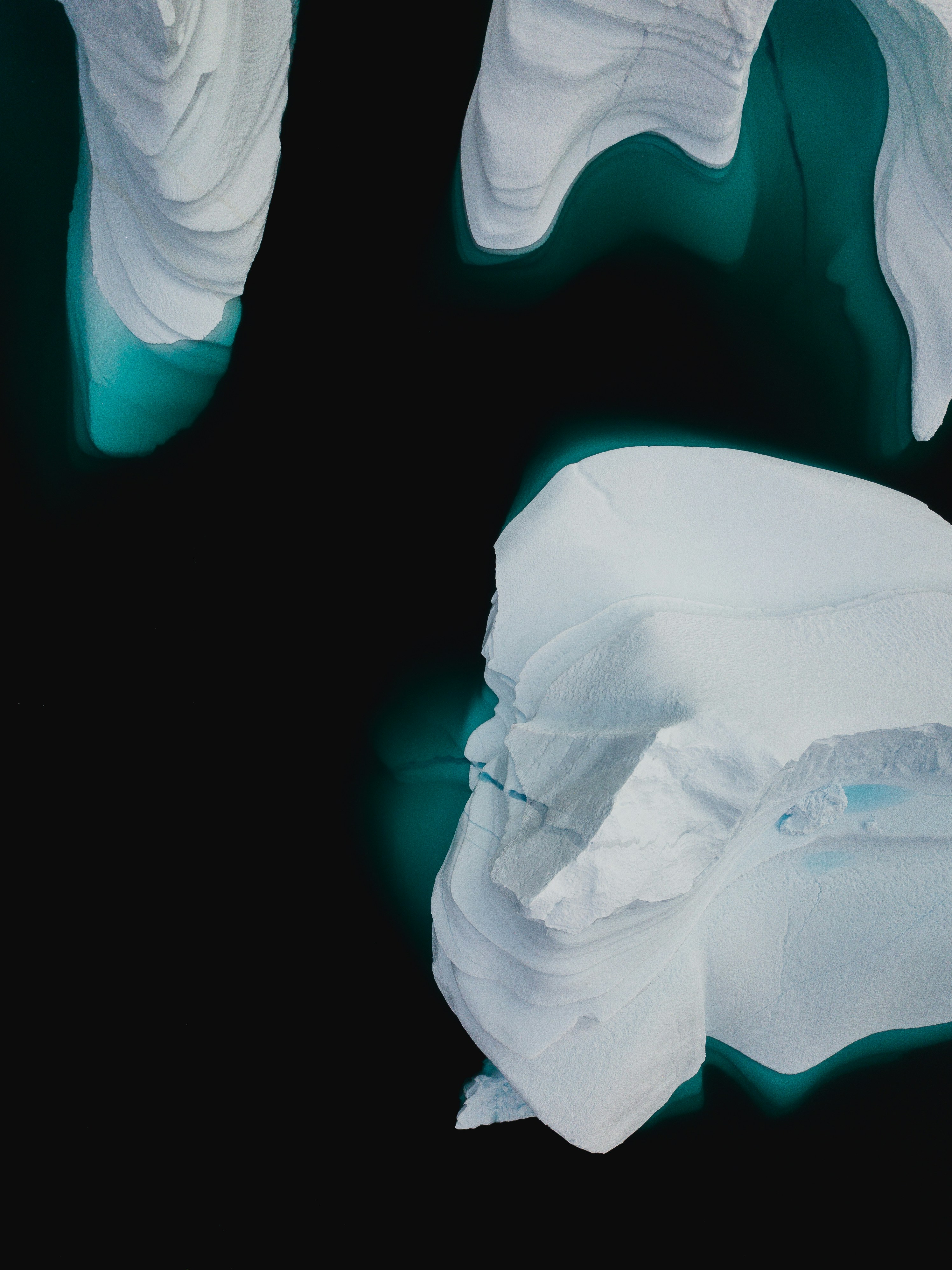 Aerial View of Glacial Icebergs