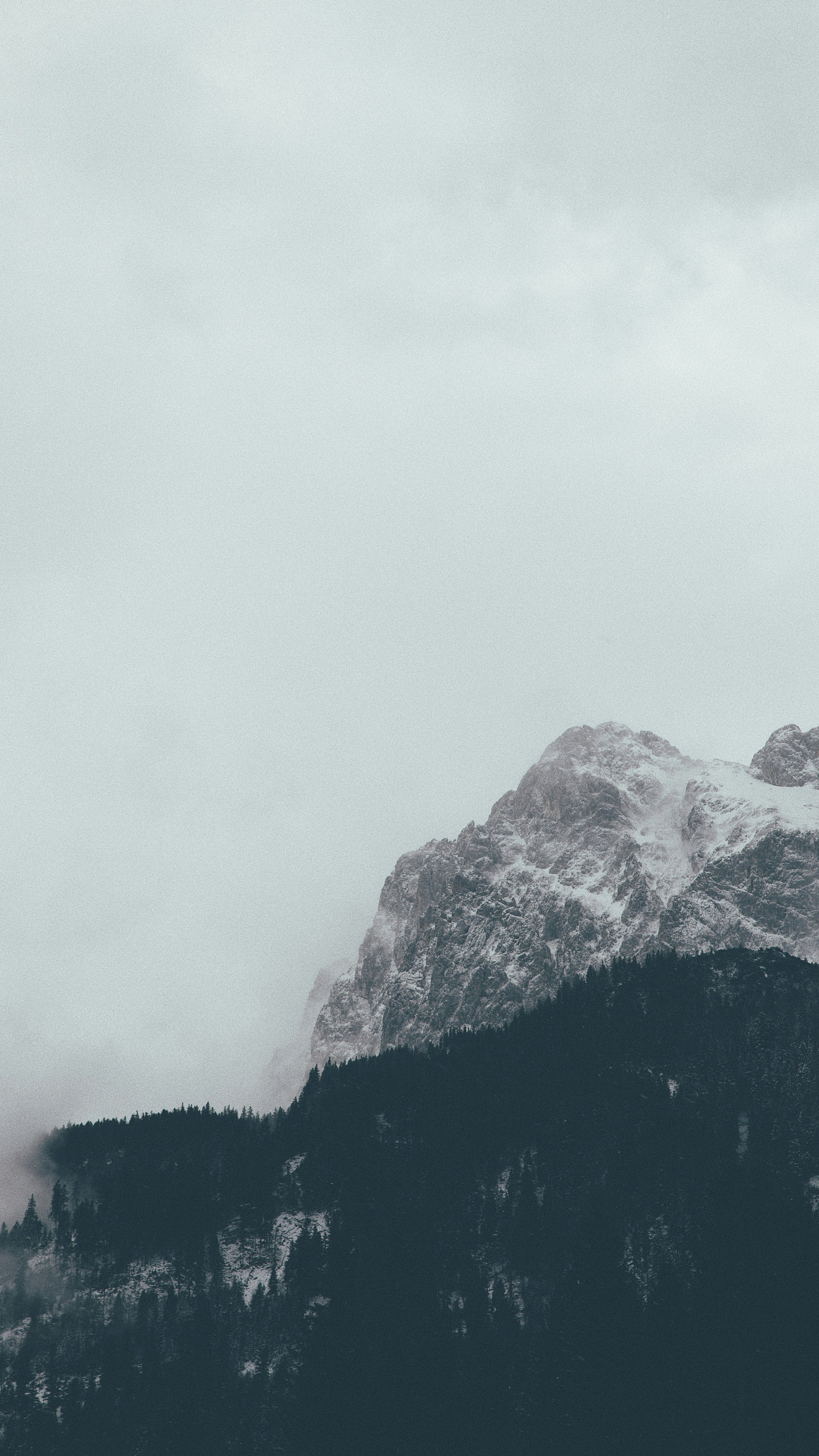 Foggy Snowy Mountain Landscape