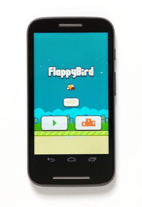 Smartphone Displaying FlappyBird Game