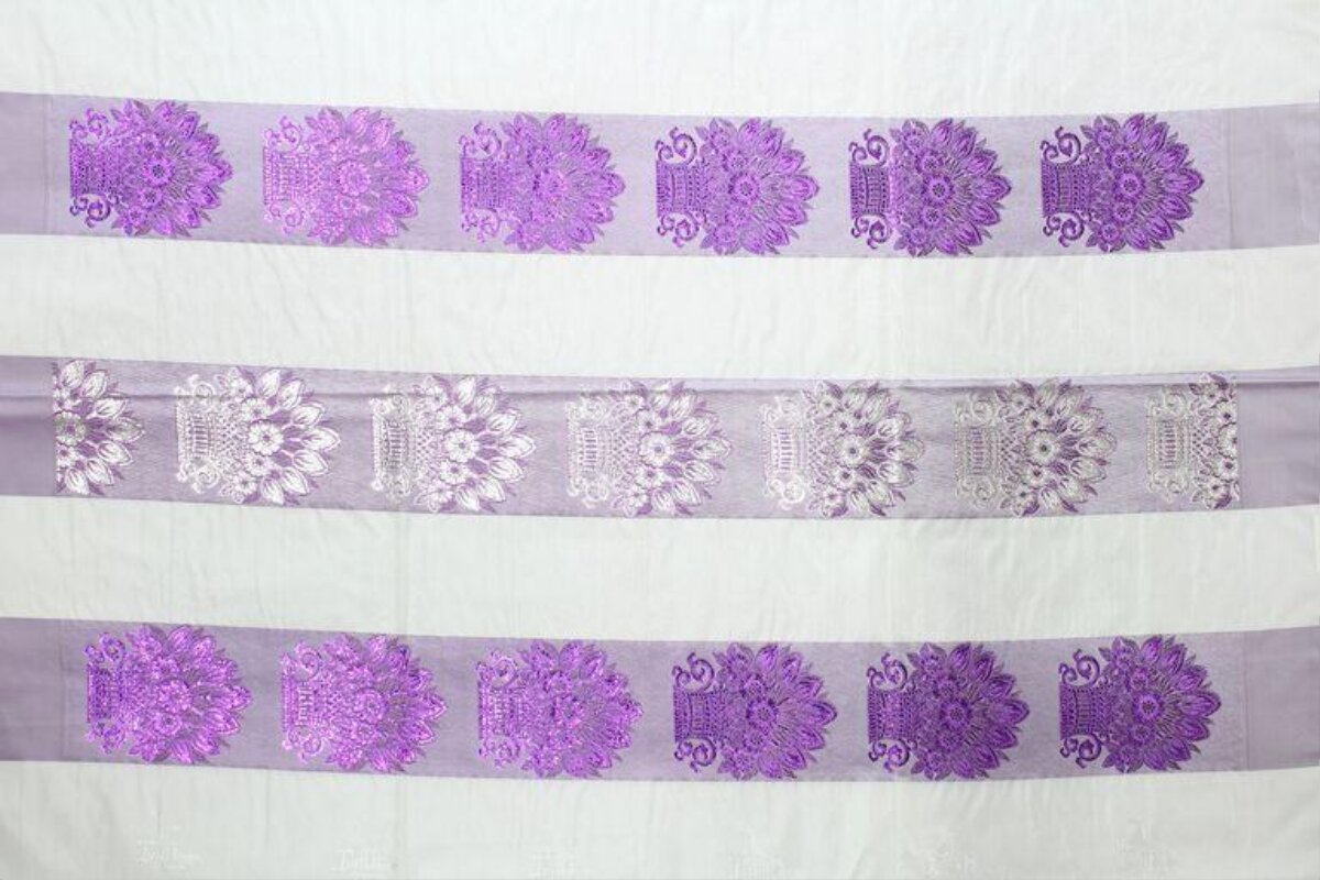 Purple Floral Embroidered Fabric Strips