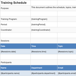 Training Schedule