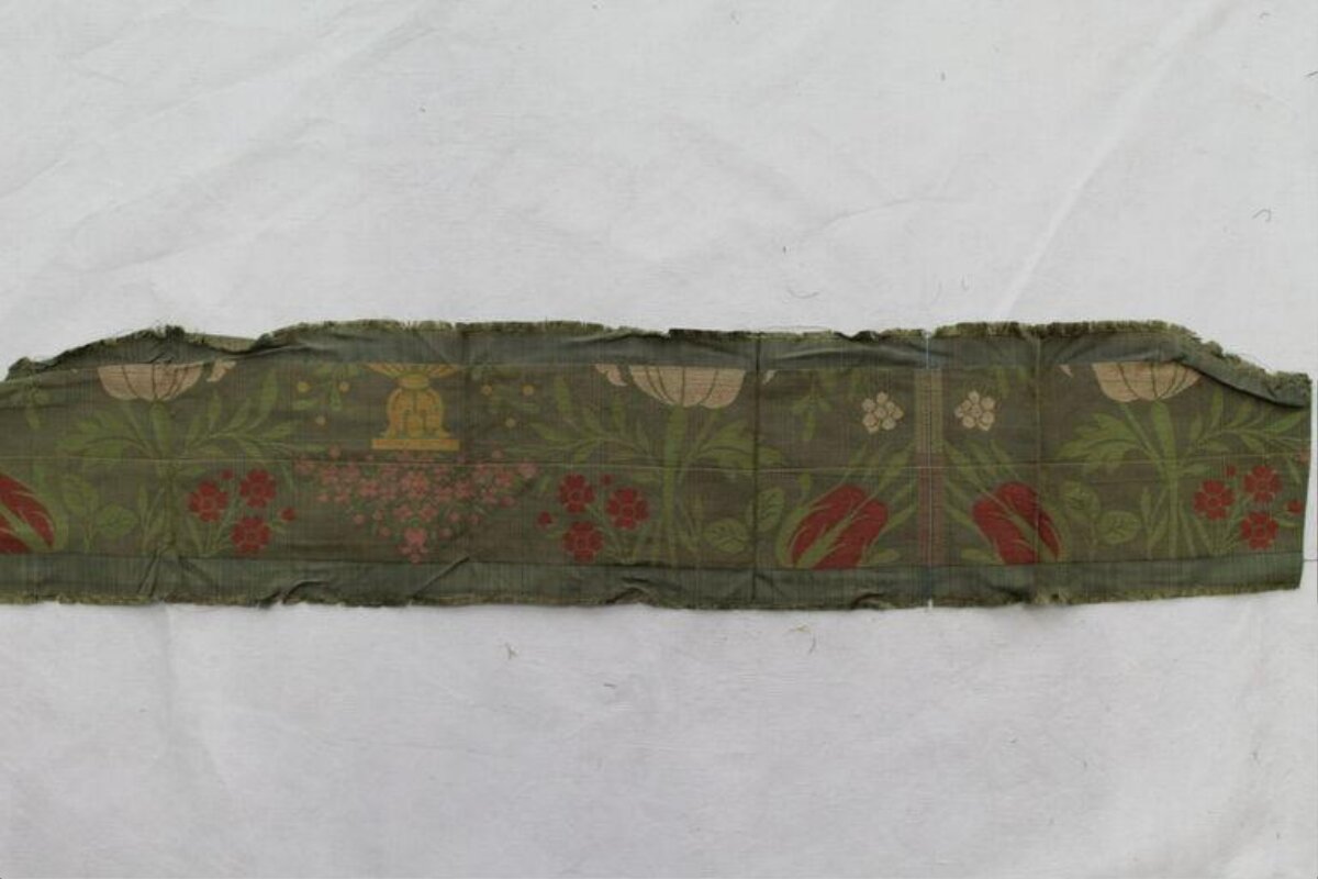 Antique Floral Printed Fabric Fragment