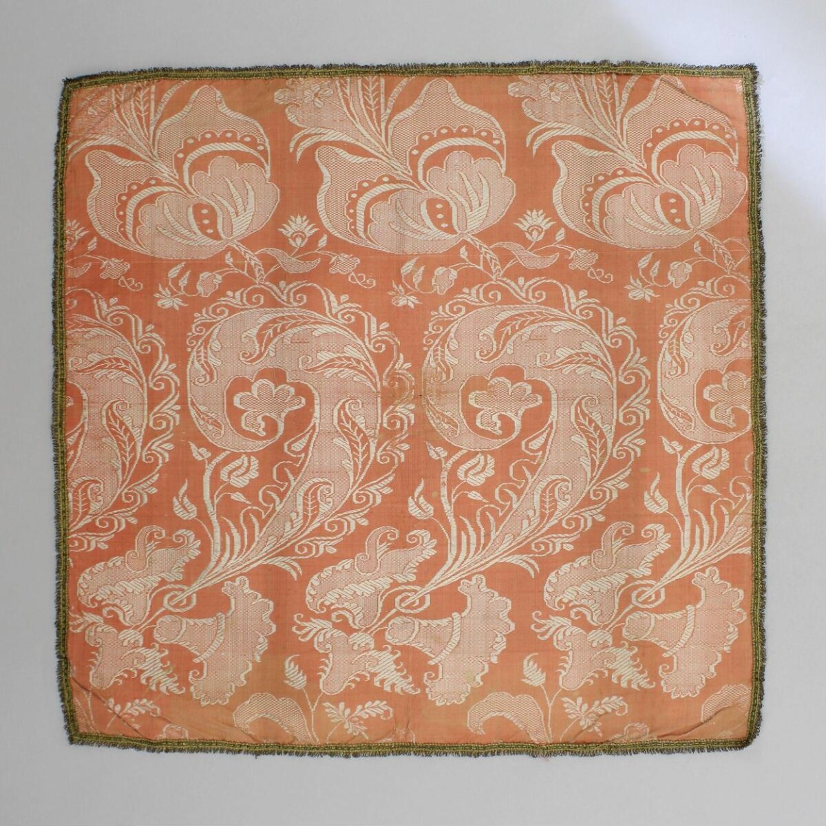 Antique Orange Floral Woven Textile
