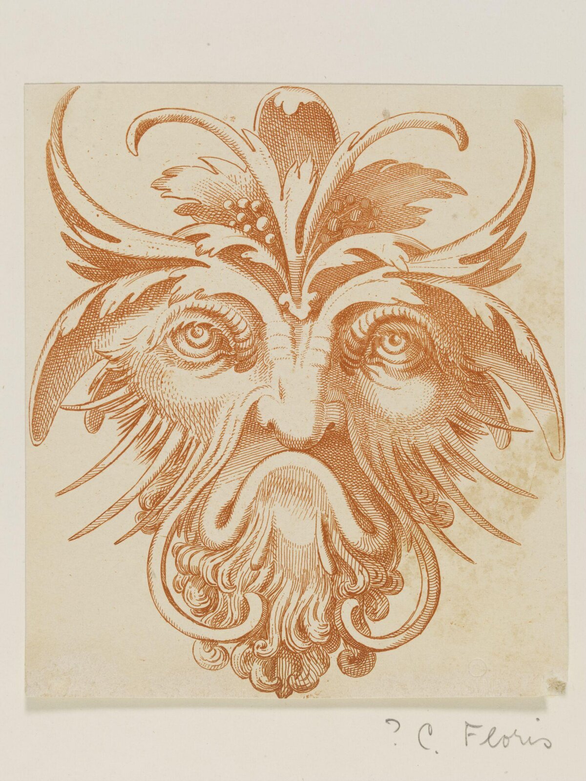 Ornamental Green Man Mask Drawing