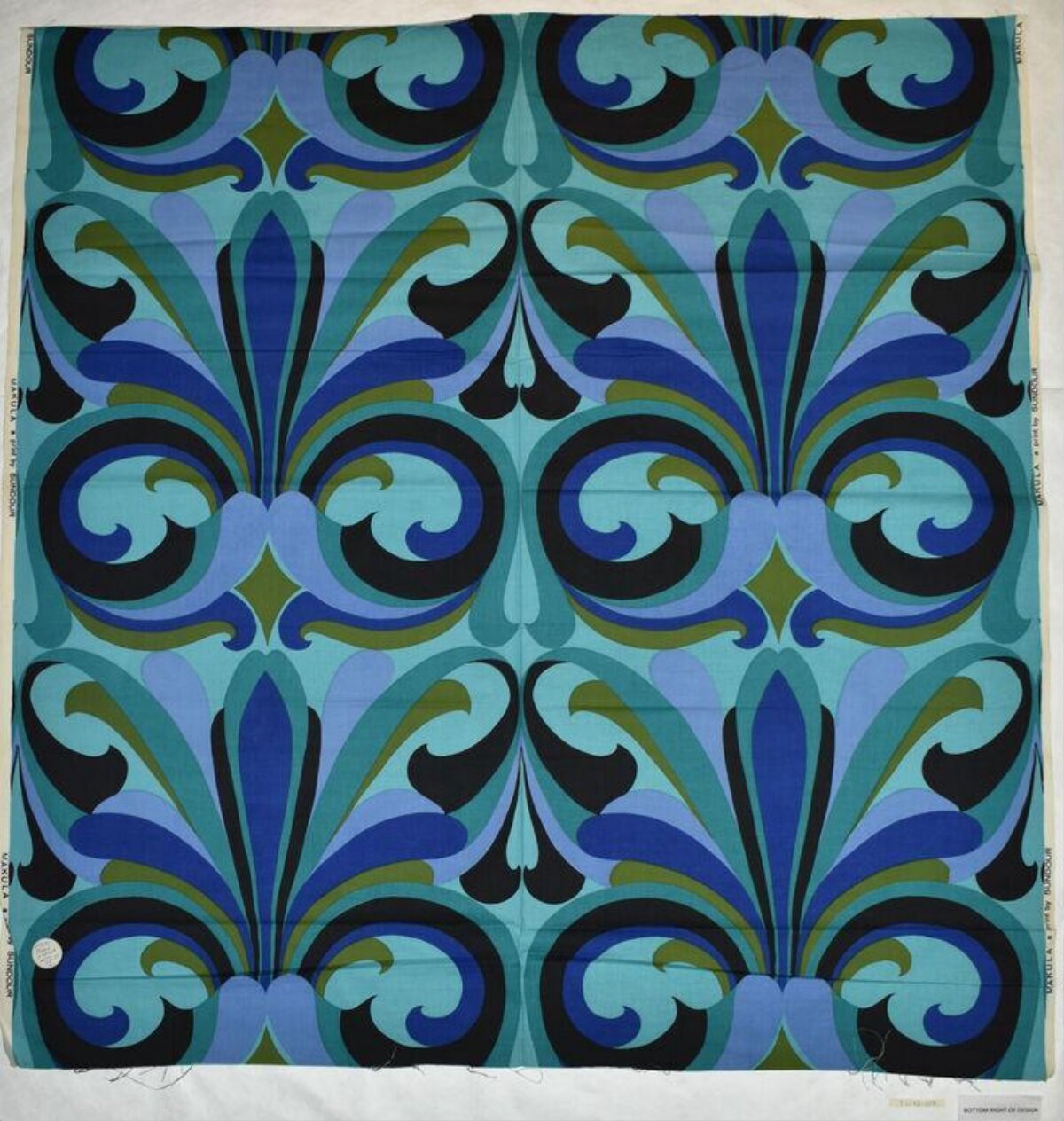 Vintage Blue Geometric Patterned Fabric
