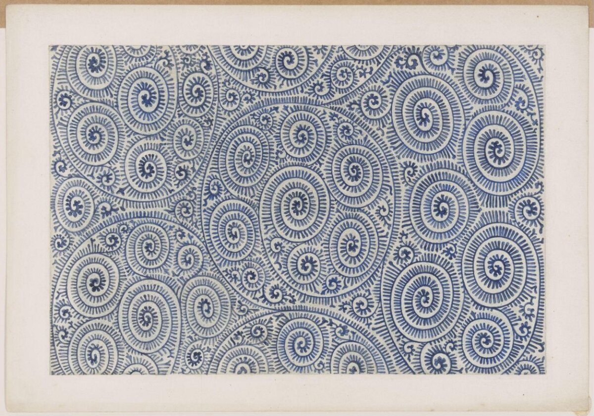 Blue Hand-Drawn Spiral Pattern