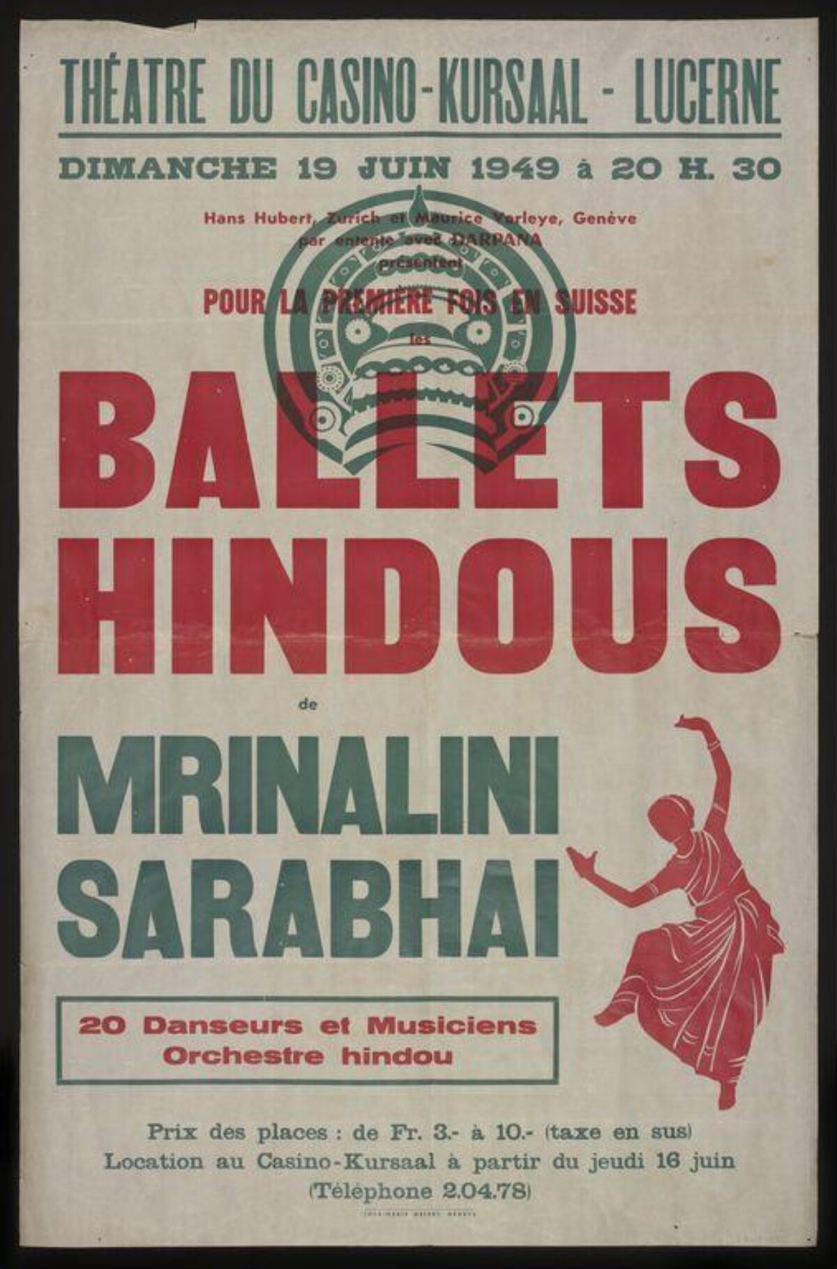 1949 Ballets Hindous Performance Poster