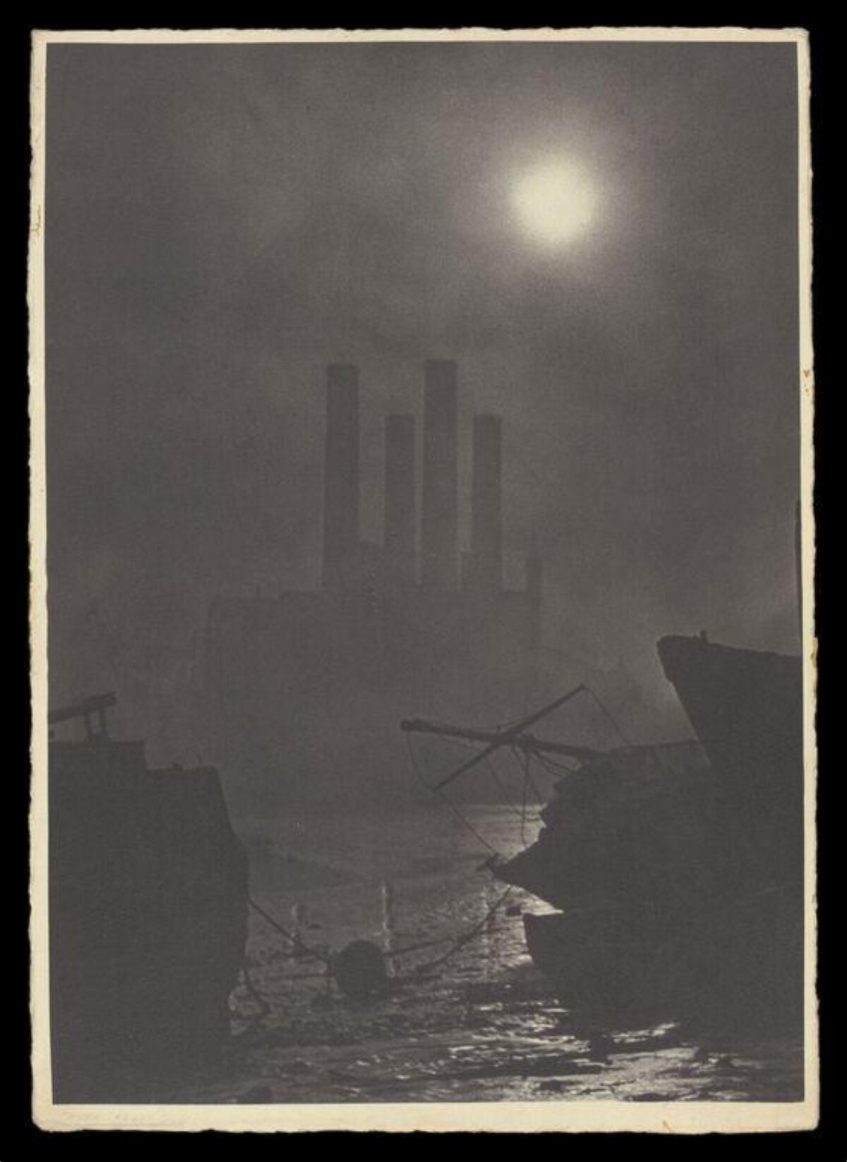 Moonlit Foggy Industrial Harbor