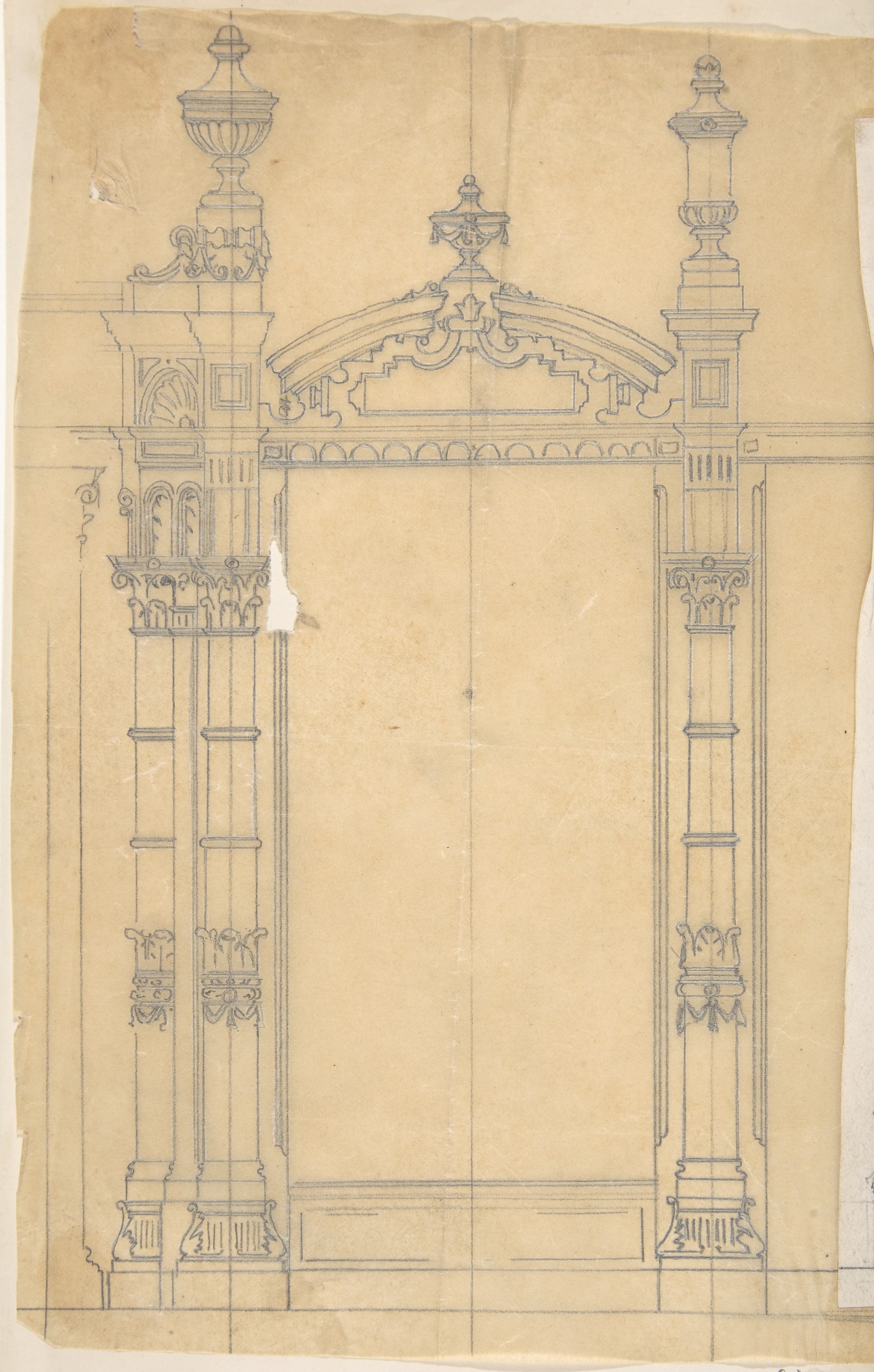 Ornate Door Frame Architectural Sketch
