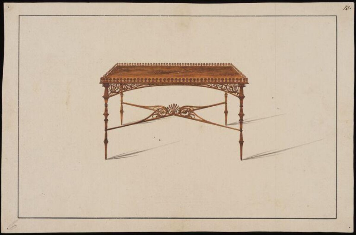 Antique Wooden Table Design Sketch
