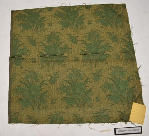 Antique Green Floral Woven Fabric Sample