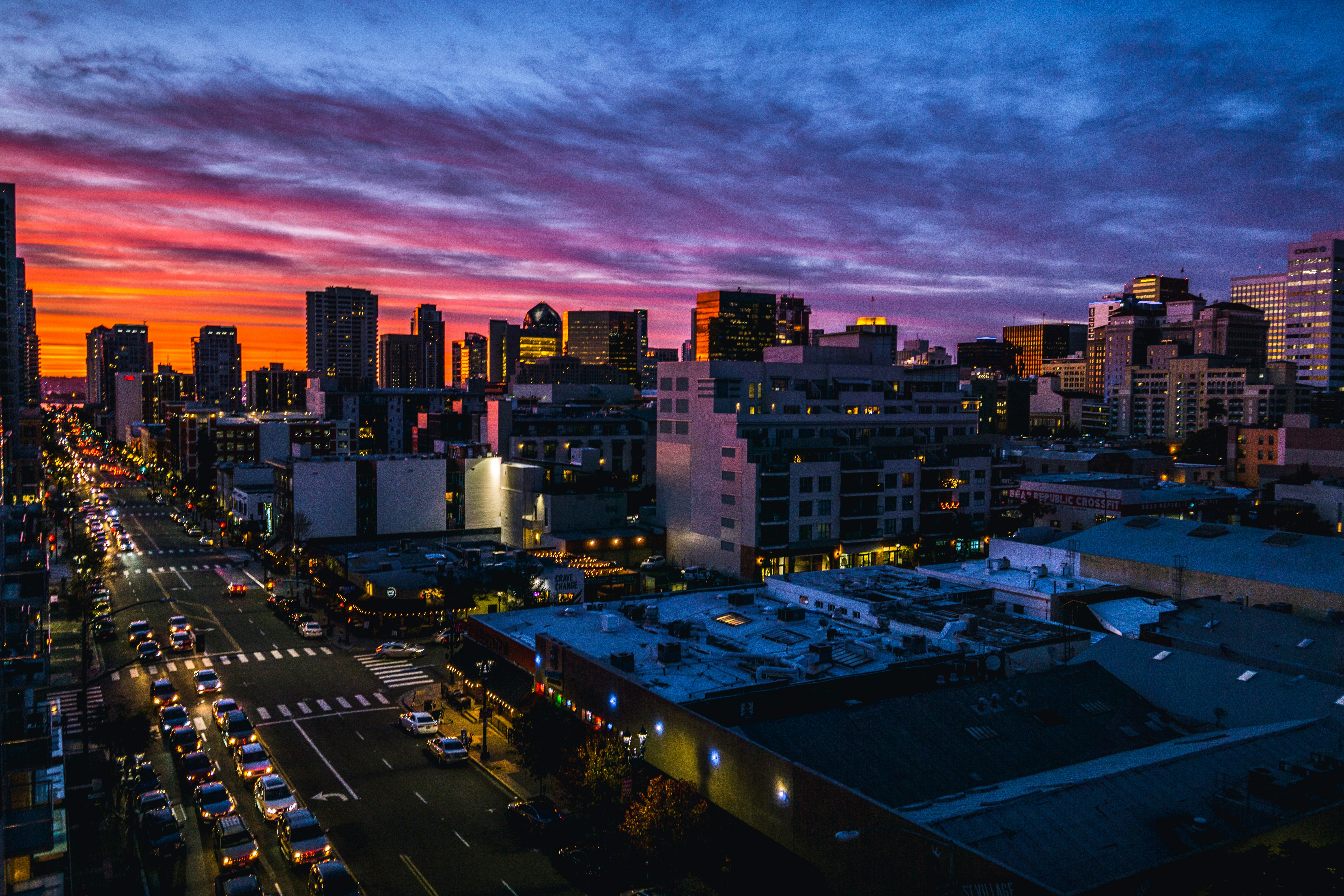 Downtown City Dusk View