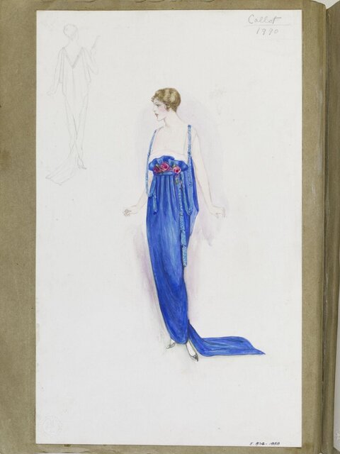 Callot 1910 Blue Evening Gown Sketch