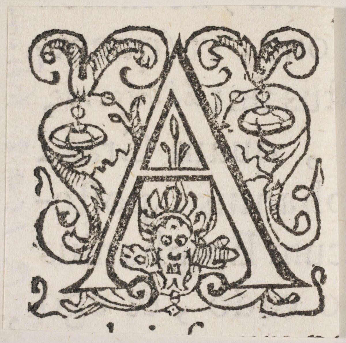 Ornate Woodcut Initial Letter A