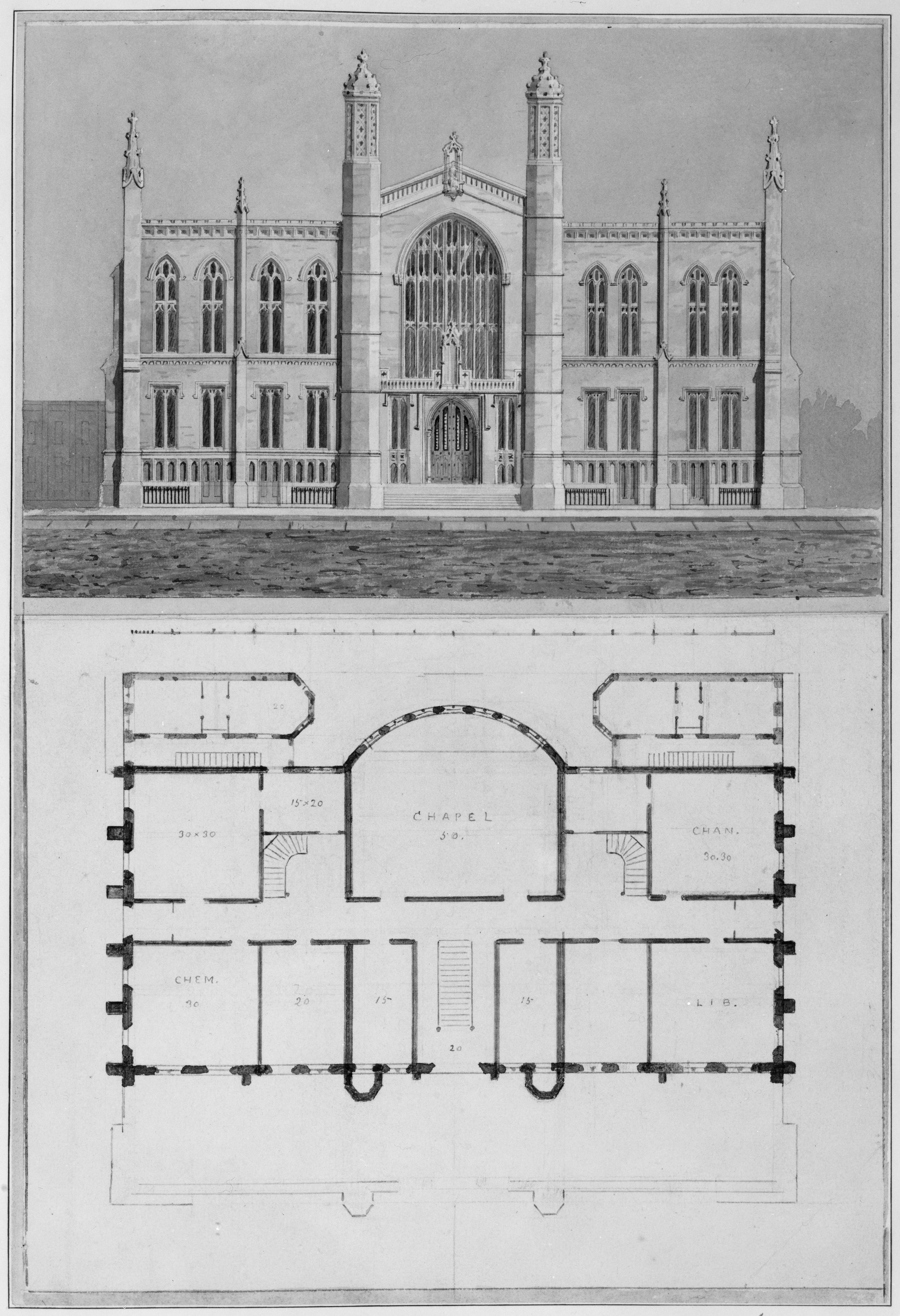 Gothic Chapel Architectural Drawing