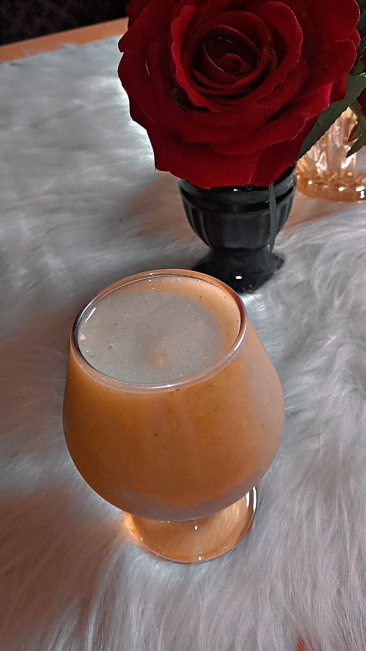 Creamy Orange Smoothie and Red Rose