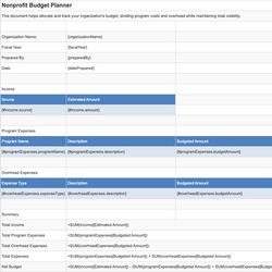 Nonprofit Budget Planner