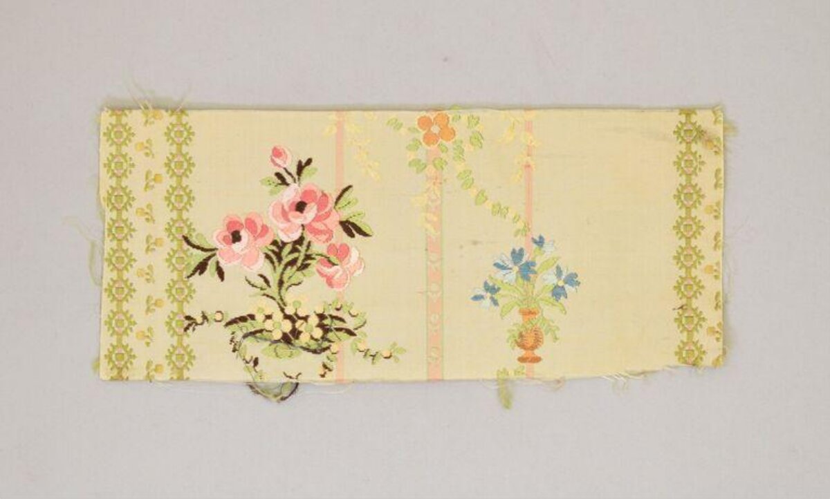 Vintage Floral Printed Fabric Fragment
